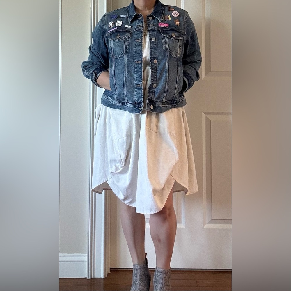 Oversized Boho Linen blend Cream Dress with Pockets - Picture 5 of 5